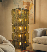Lush Glass Tower Floor Lamp — 4.6 ft Stacked Textured Glass in Green or White