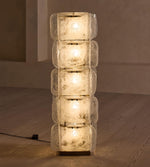 Lush Glass Tower Floor Lamp — 4.6 ft Stacked Textured Glass in Green or White