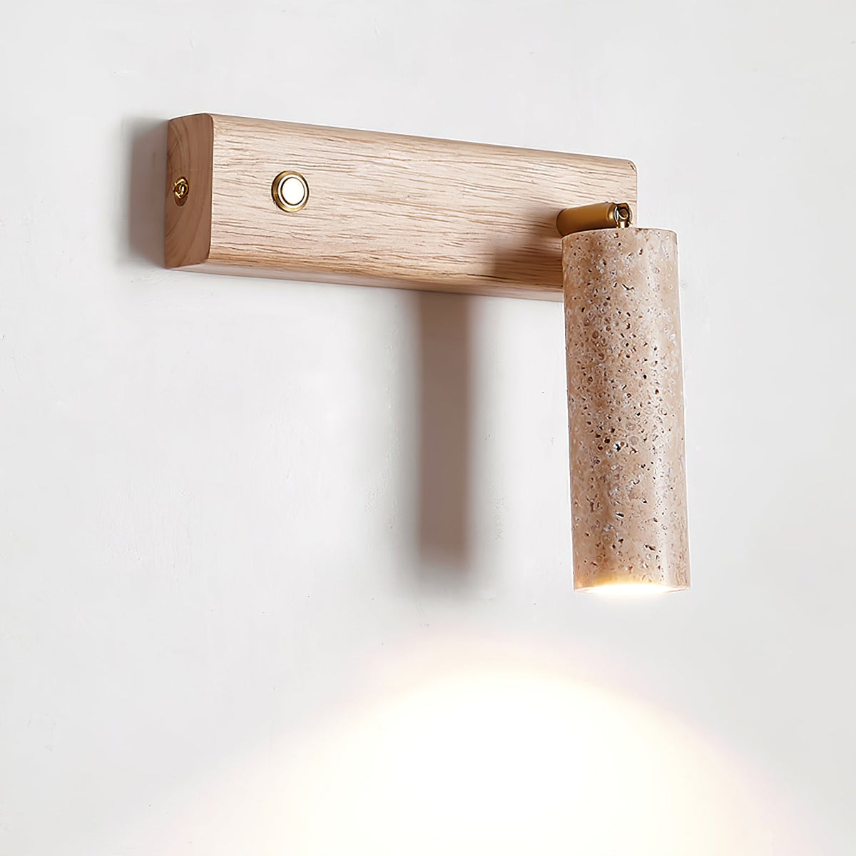 Lustra Torch Wall Sconce in Travertine and Wood
