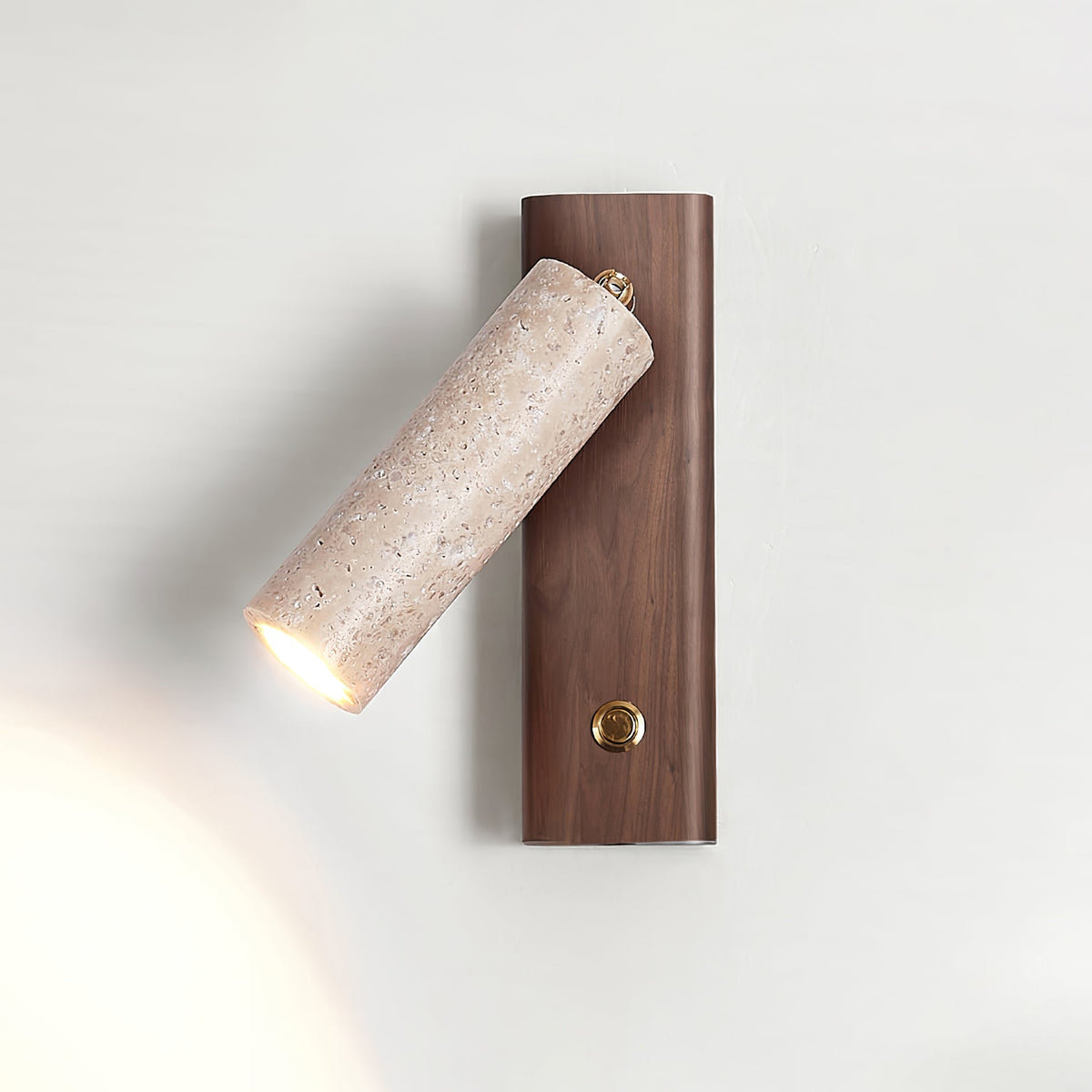 Lustra Torch Wall Sconce in Travertine and Wood