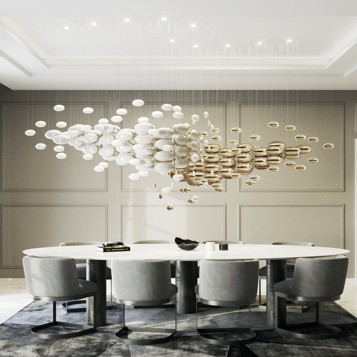 Lustre Bowl Collection Modern Crystal Glass Chandelier