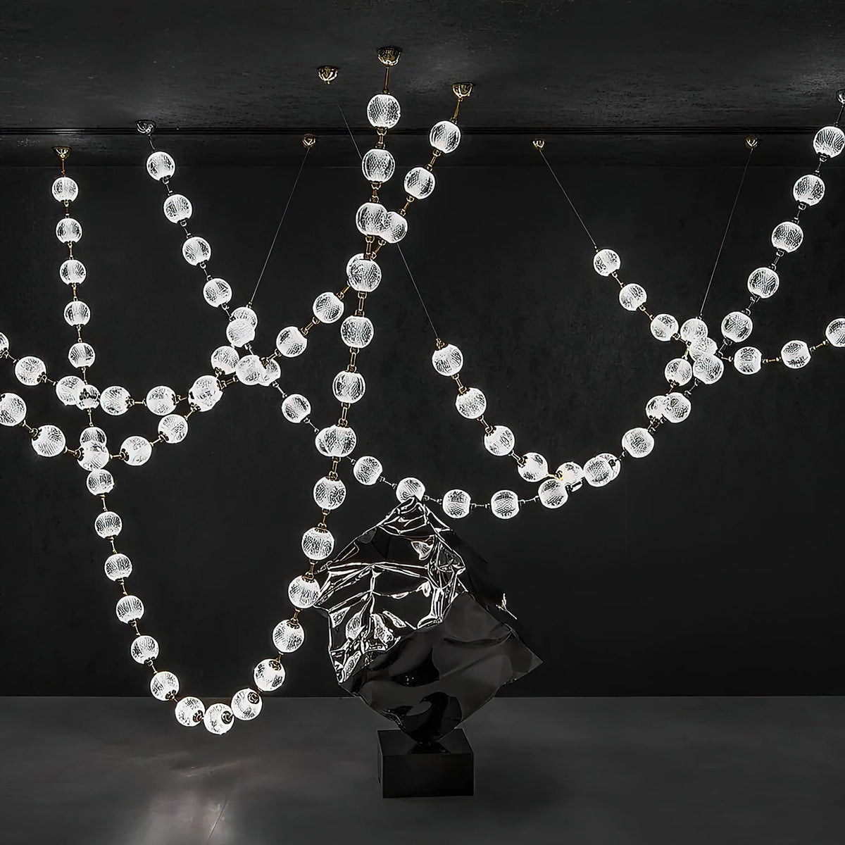 Strand Necklace Chandelier — Modern Gold & Acrylic LED Pendant Light
