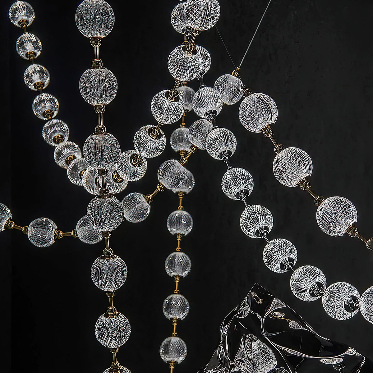 Strand Necklace Chandelier — Modern Gold & Acrylic LED Pendant Light