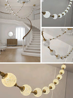 Strand Necklace Chandelier — Modern Gold & Acrylic LED Pendant Light