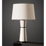 Luxe Leather Table Lamp with Fabric Shade for Modern Interiors