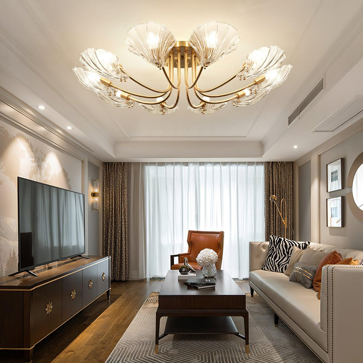 luxury-shell-brass-ceiling-lamp