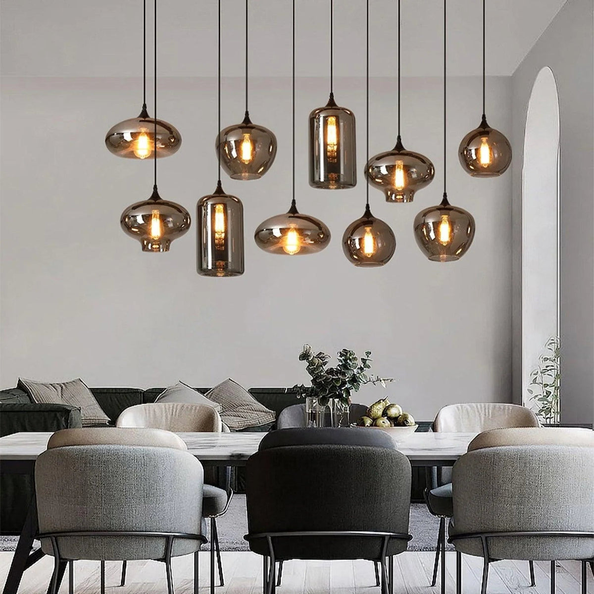 Modern Restaurant Glass Combination Industrial Style Chandelier