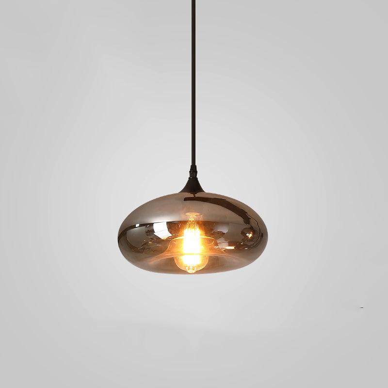 Smoked Glass Swag Pendant Light with Black Metal Accent
