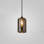 Smoked Glass Swag Pendant Light with Black Metal Accent