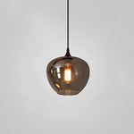 Smoked Glass Swag Pendant Light with Black Metal Accent