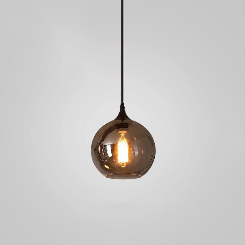 Smoked Glass Swag Pendant Light with Black Metal Accent