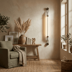 Lyra Vertical Alabaster Wall Sconce with Bronze Accents