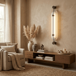 Lyra Vertical Alabaster Wall Sconce with Bronze Accents