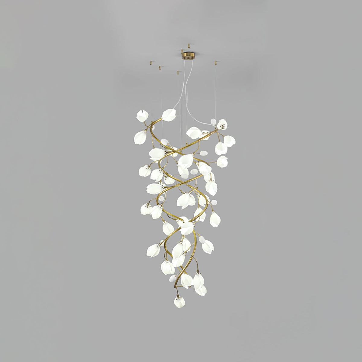 Lysandra Cascade Staircase Chandelier in Gold and Ceramic