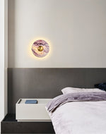 Lysandra Bulgari Purple Marble Wall Sconce with Brass Accent