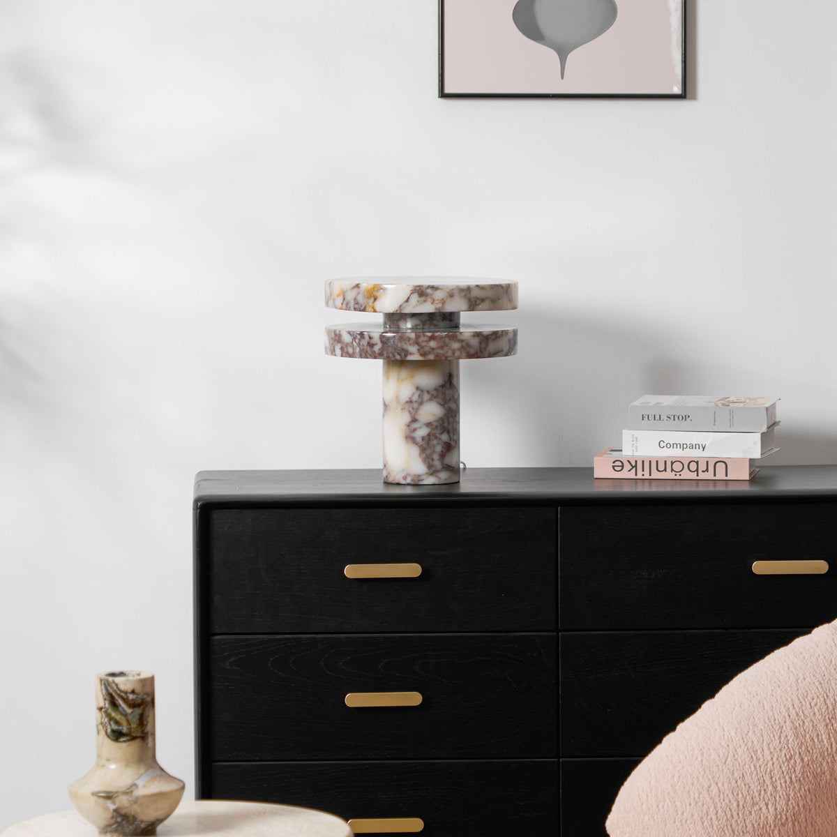 Halo Marble Table Lamp – Sculptural LED Accent Light in Natural Stone
