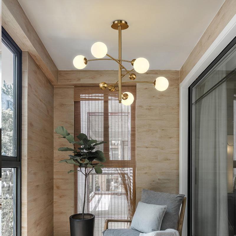 Magic Bean Chandelier — Modern Brass and Glass Pendant Light for Dining and Living Rooms