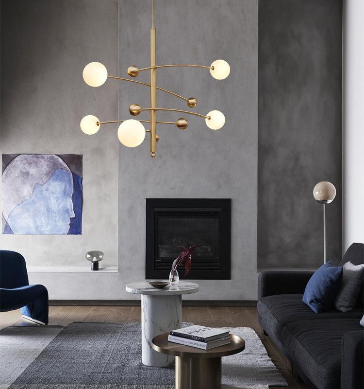 Magic Bean Chandelier — Modern Brass and Glass Pendant Light for Dining and Living Rooms
