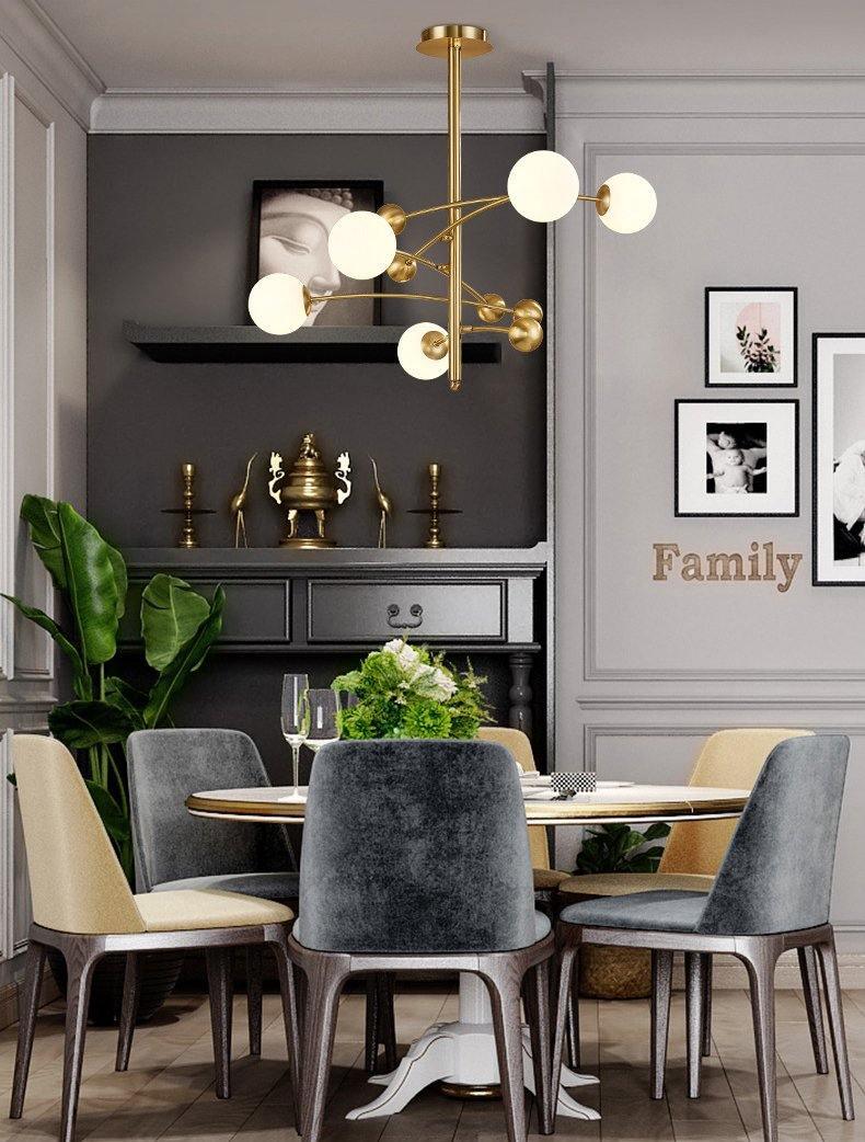 Magic Bean Chandelier — Modern Brass and Glass Pendant Light for Dining and Living Rooms