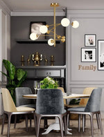 Magic Bean Chandelier — Modern Brass and Glass Pendant Light for Dining and Living Rooms