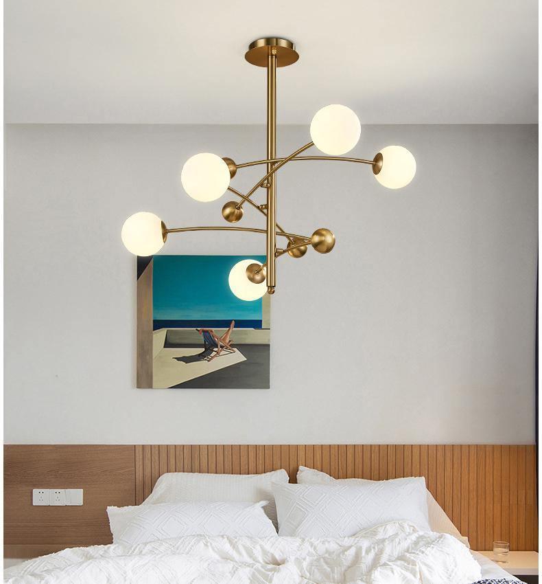 Magic Bean Chandelier — Modern Brass and Glass Pendant Light for Dining and Living Rooms