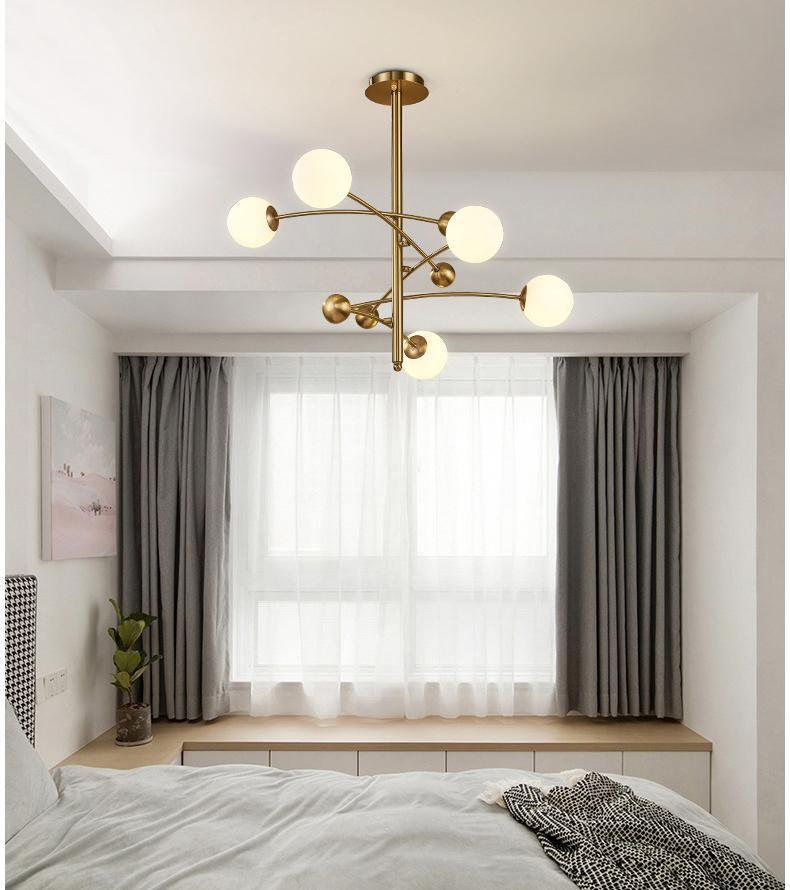 Magic Bean Chandelier — Modern Brass and Glass Pendant Light for Dining and Living Rooms