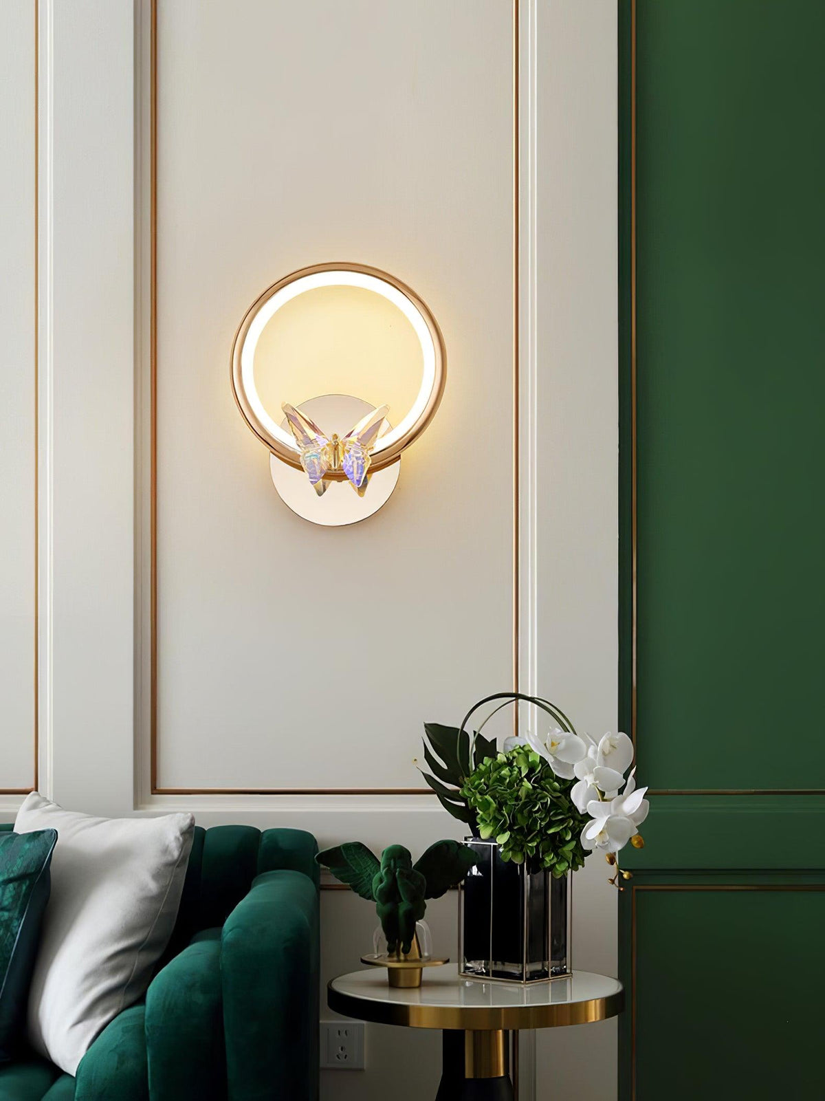 Crystal Butterfly Wall Sconce with LED Light in Gold Finish