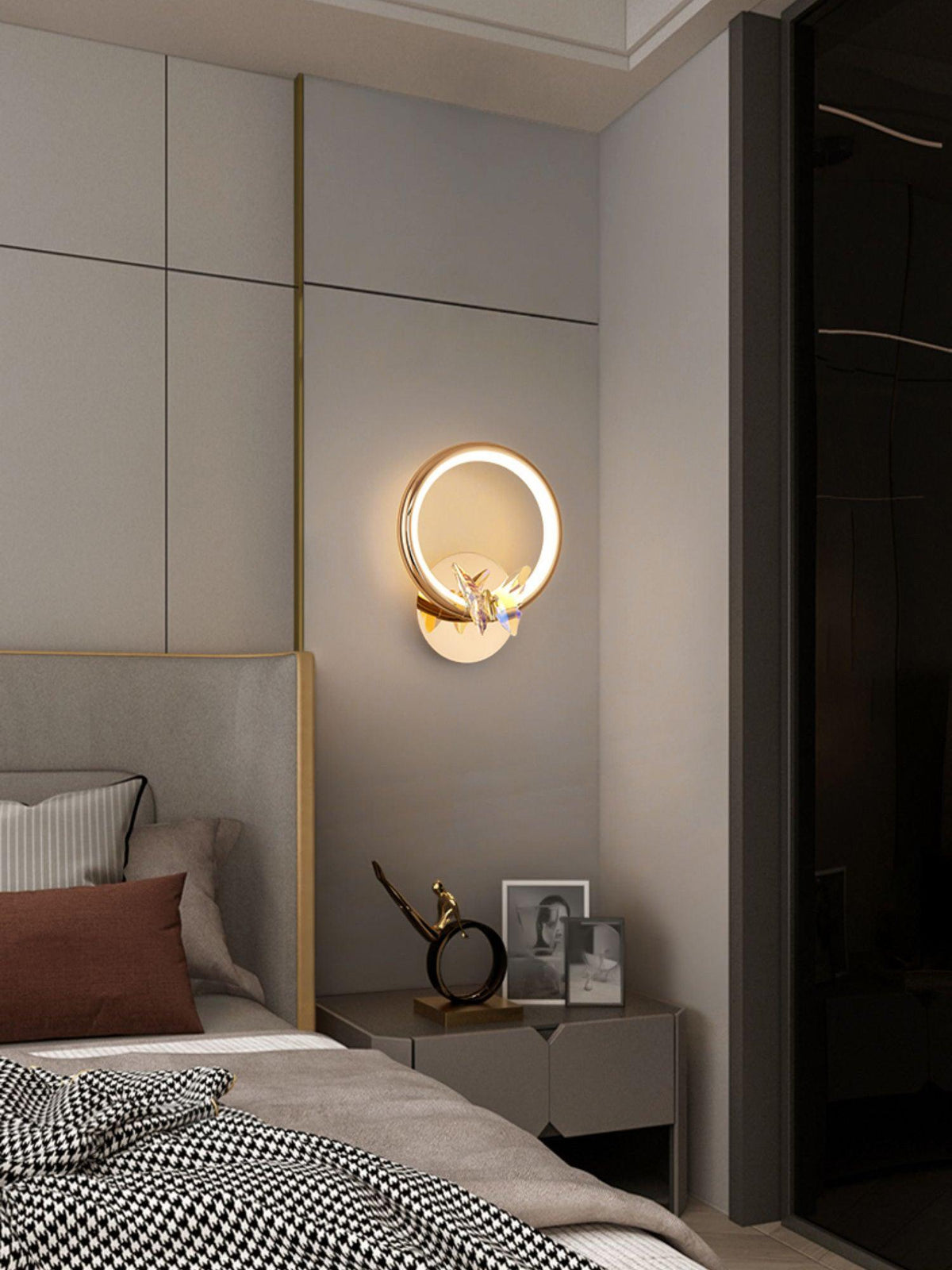 Crystal Butterfly Wall Sconce with LED Light in Gold Finish