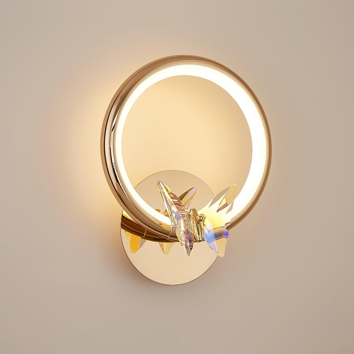 Crystal Butterfly Wall Sconce with LED Light in Gold Finish