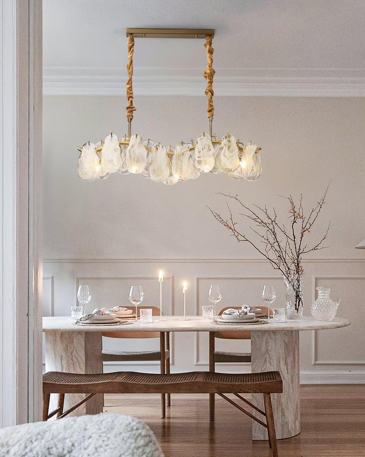 Mahina Cloud Glass Chandelier for Modern Dining Room and Living Room