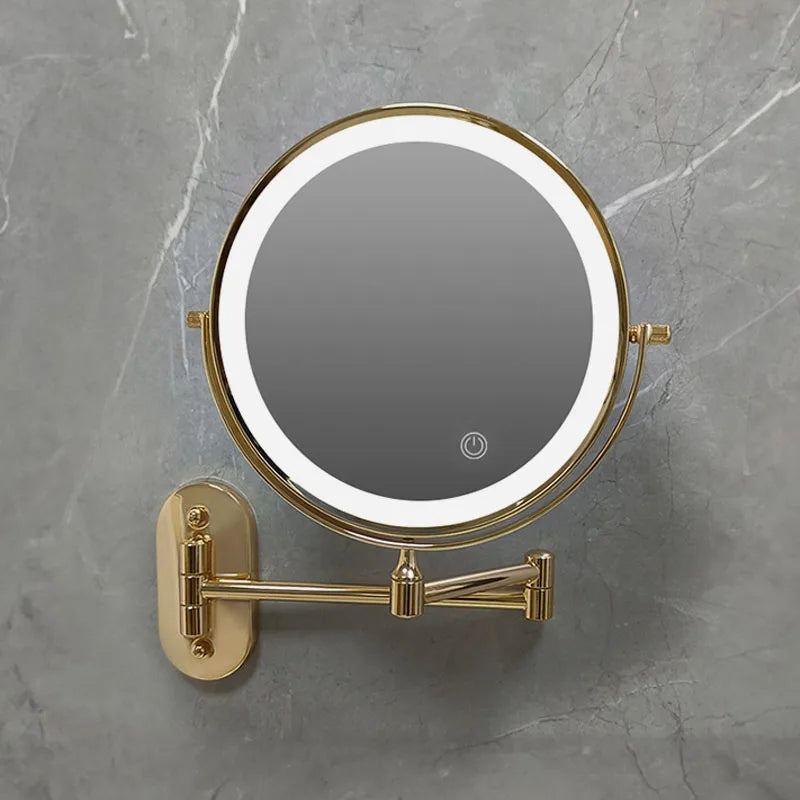 Wall Mounted Folding Illuminated Beauty Mirror For The Bathroom