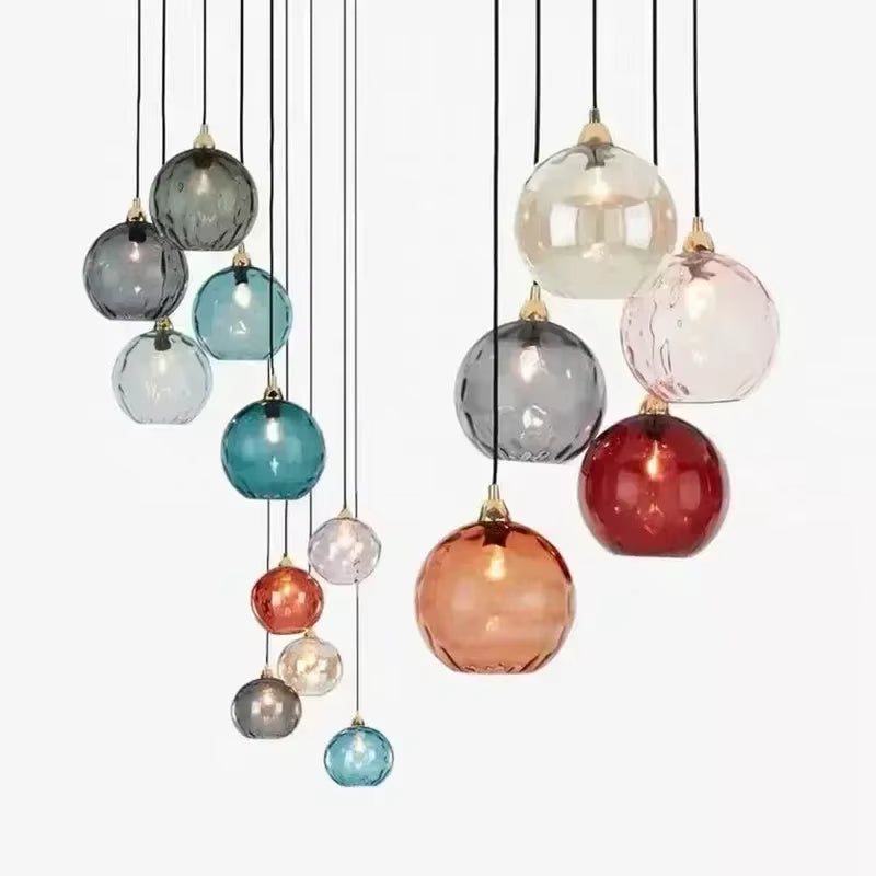 Modern Simple Colored Water Pattern Glass Ball Pendant Light
