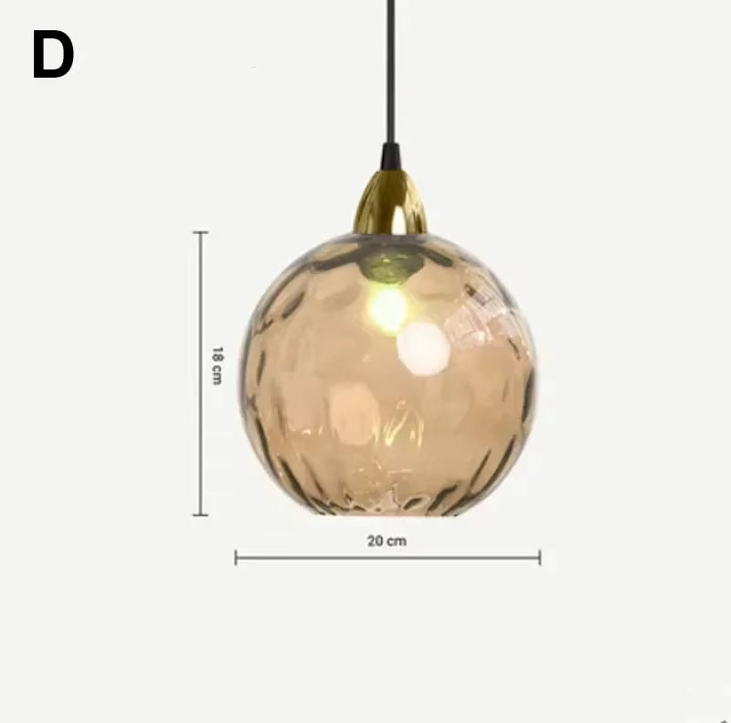 Alloliving Modern Simple Colored Water Pattern Glass Ball Pendant Light