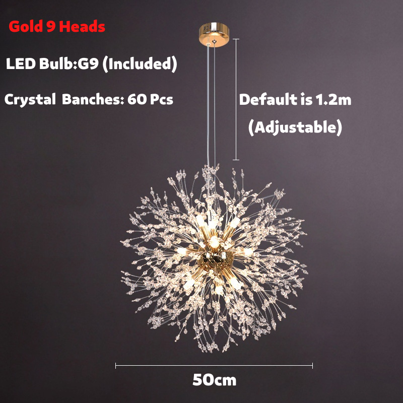 Luxury Style Living Room Lamp Nordic Dandelion Crystal Chandelier