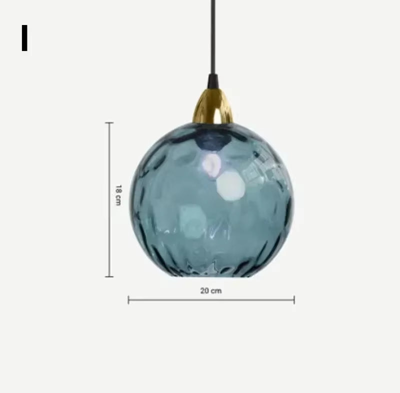 Alloliving Modern Simple Colored Water Pattern Glass Ball Pendant Light