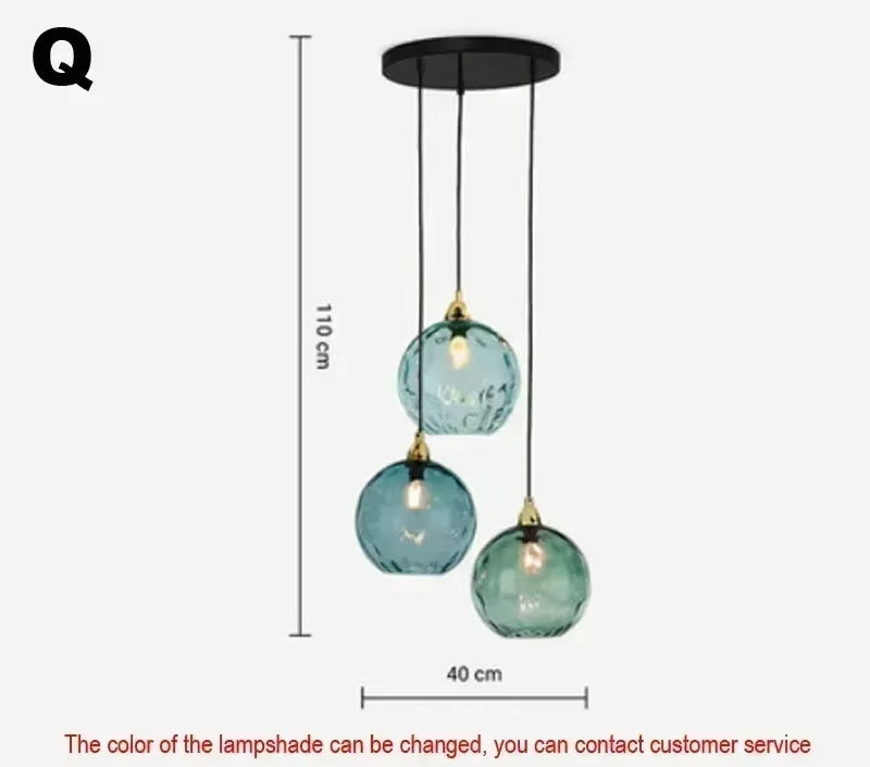 Alloliving Modern Simple Colored Water Pattern Glass Ball Pendant Light