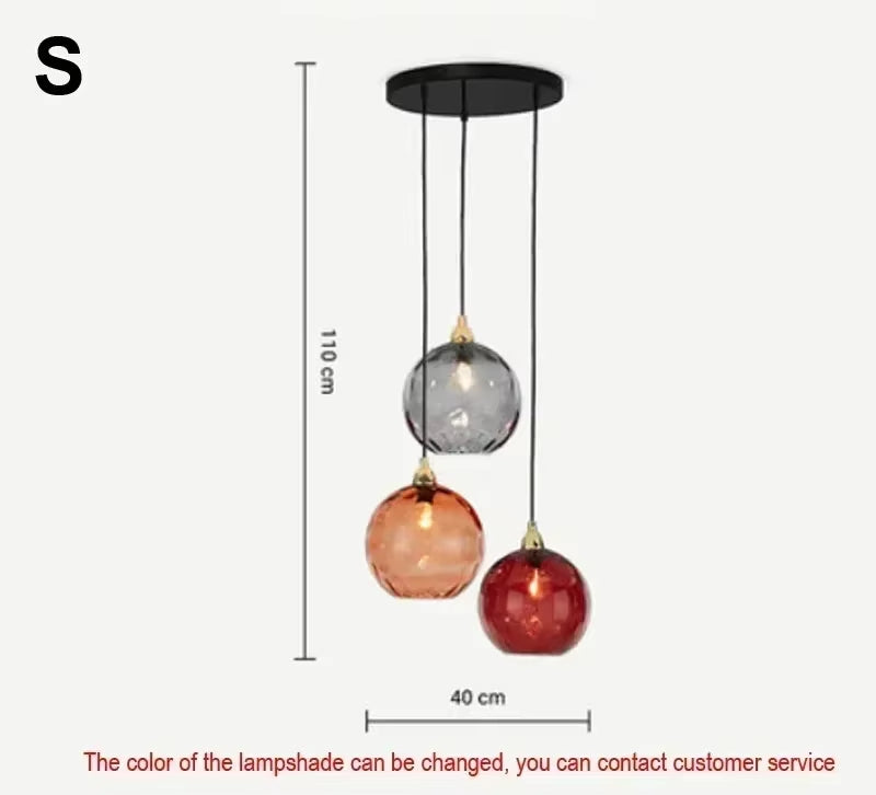 Alloliving Modern Simple Colored Water Pattern Glass Ball Pendant Light