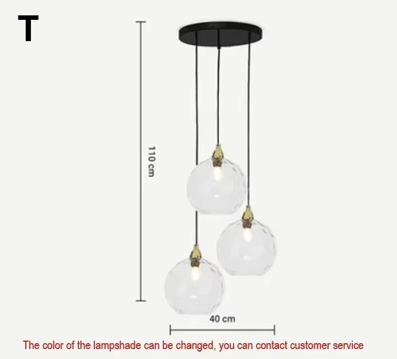 Alloliving Modern Simple Colored Water Pattern Glass Ball Pendant Light
