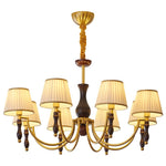Majestic Veil Chandelier — Pleated Fabric Shades, Walnut & Brass, 3/5/8-Light