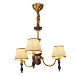 Majestic Veil Chandelier — Pleated Fabric Shades, Walnut & Brass, 3/5/8-Light