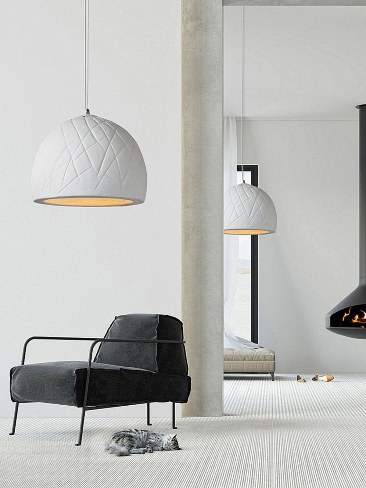 Malva Pendant Light – Sculptural White Clay LED Pendant for Modern Interiors