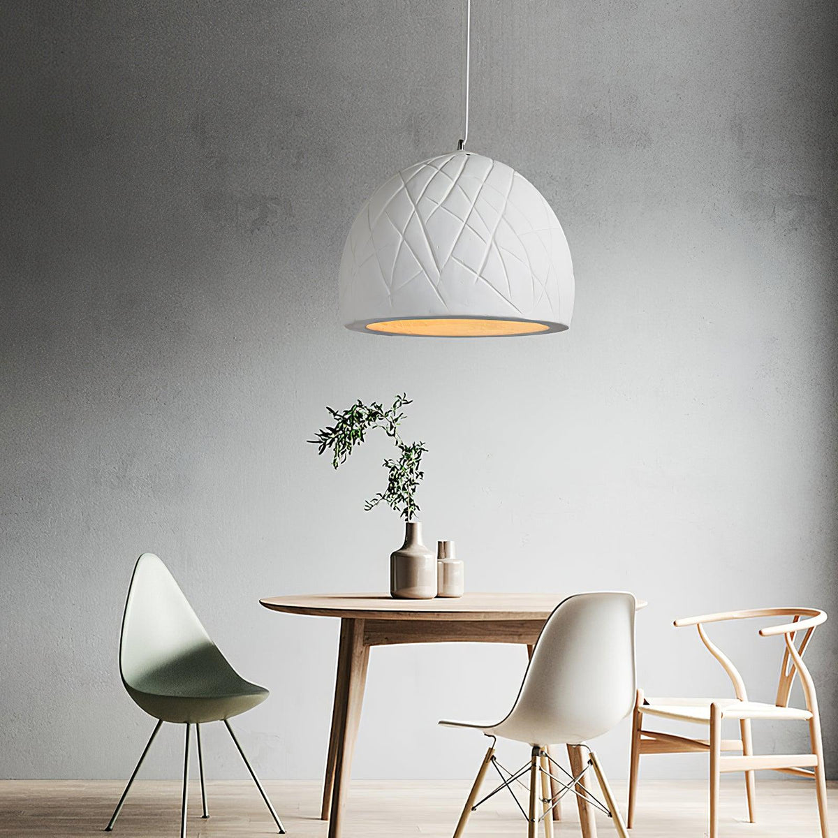 Malva Pendant Light – Sculptural White Clay LED Pendant for Modern Interiors