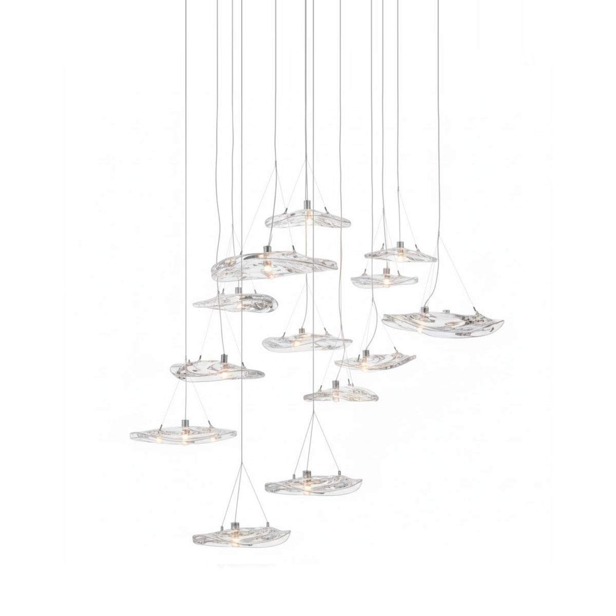 Manta Drift Modern Glass Chandelier for Dining Room and Living Space