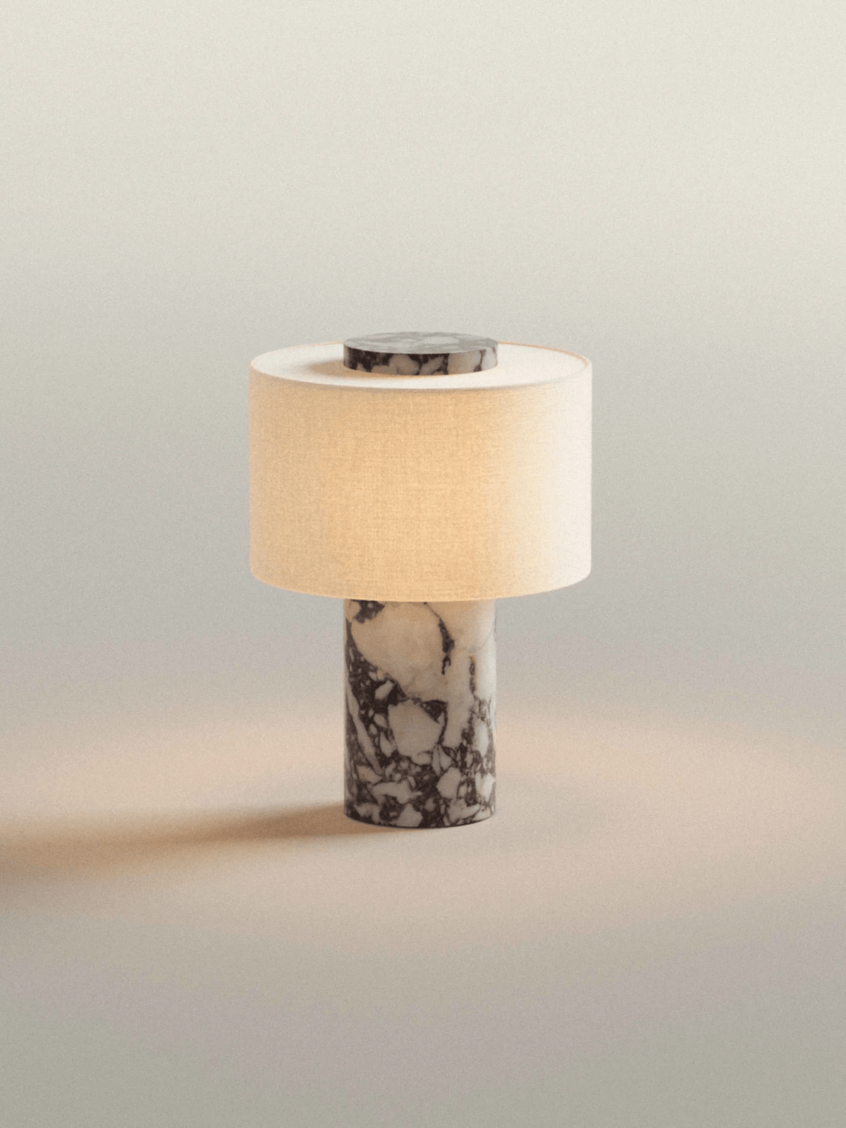 Marbella Stone Table Lamp with Linen Shade for Modern Interiors
