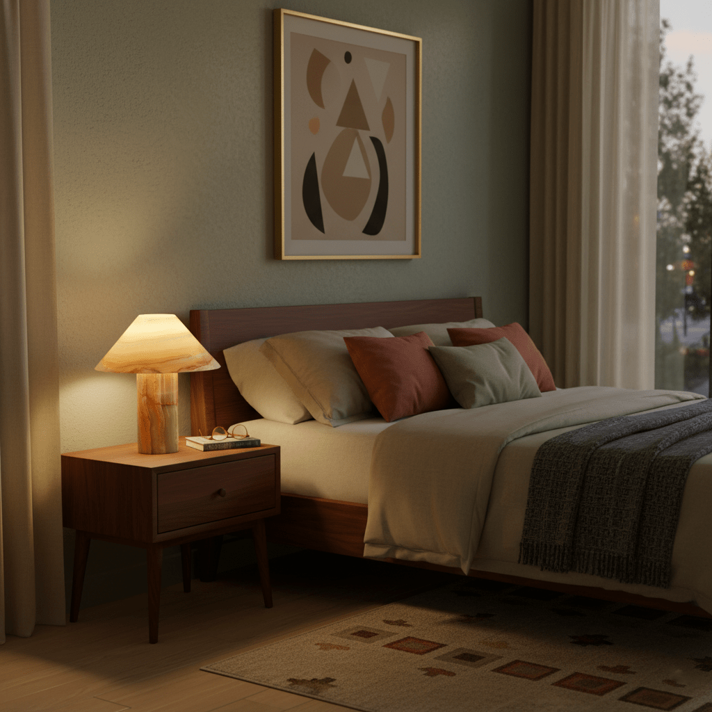 Marbelle Onyx Table Lamp – Hand-Carved Natural Stone Bedside Light