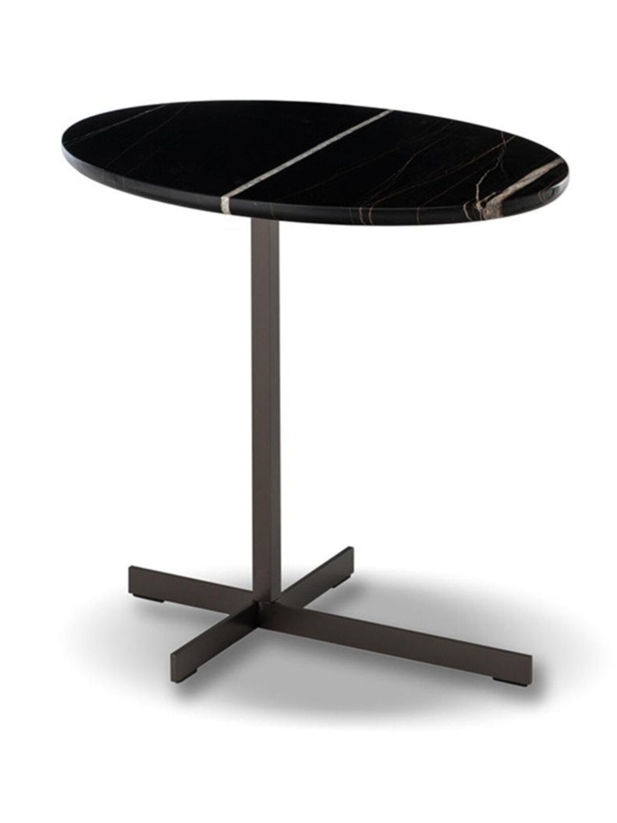 Sculptural Marble Accent Side Table with Metal Base for Modern Interiors