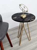 Sculptural Marble Accent Side Table with Metal Base for Modern Interiors