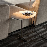 Sculptural Marble Accent Side Table with Metal Base for Modern Interiors