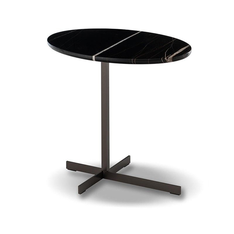 Sculptural Marble Accent Side Table with Metal Base for Modern Interiors