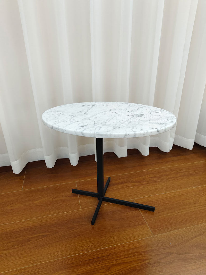 Sculptural Marble Accent Side Table with Metal Base for Modern Interiors